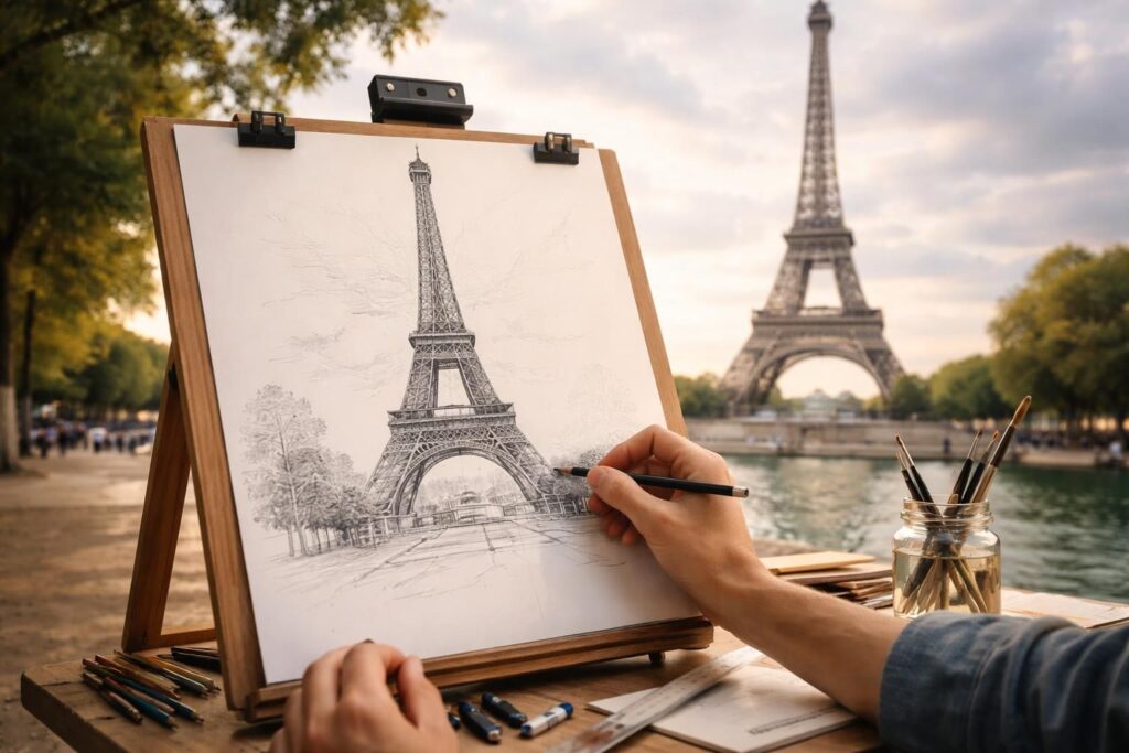apprenez à dessiner la tour eiffel facilement grâce à nos astuces simples et efficaces pour un croquis réussi à coup sûr, étape par étape.
