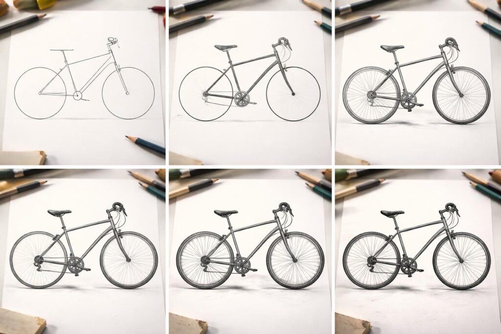 Comment dessiner un vélo : les astuces pour un croquis réussi étape par étape