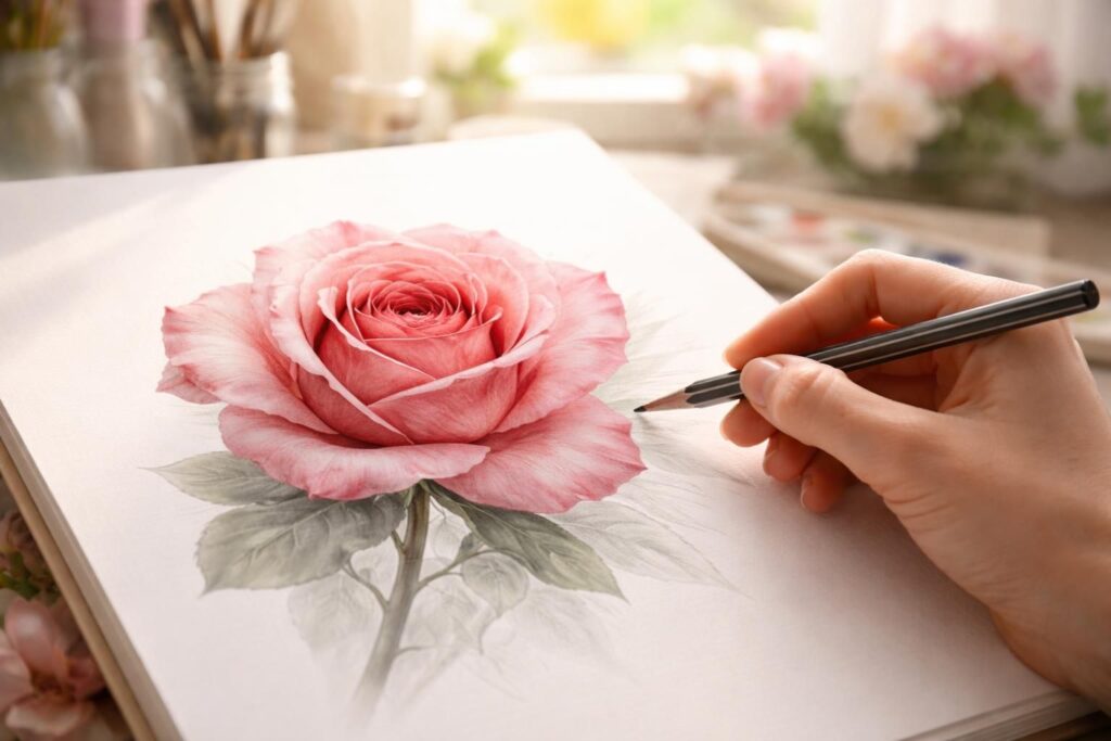 Dessiner une rose : les astuces simples pour capturer sa beauté délicate