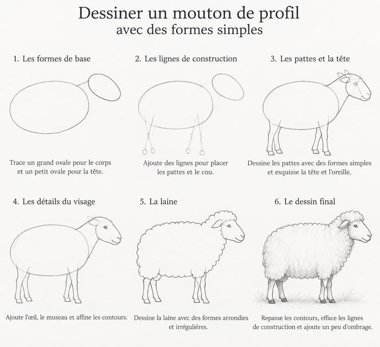 apprenez à dessiner des moutons avec des astuces simples pour créer un trait naturel et vivant, donner du volume à la laine et réussir chaque détail.