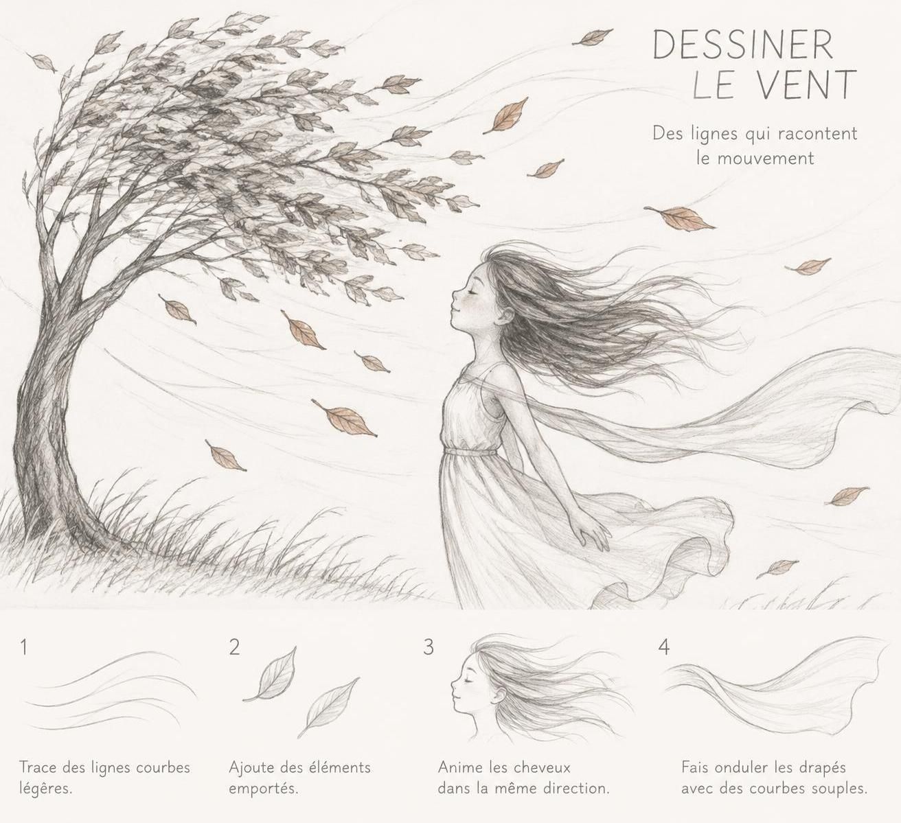 découvrez comment dessiner le vent grâce à des astuces simples pour représenter le souffle de l’air, le mouvement et la légèreté sur papier.